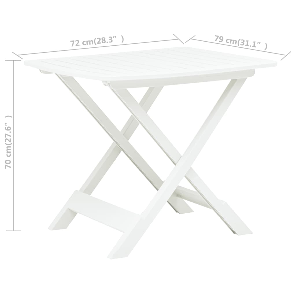 Gartentisch Klappbar Weiss 79 x 72 x 70 cm Kunststoff